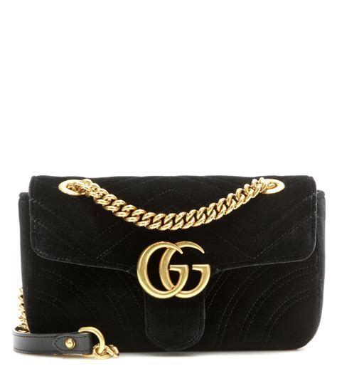 gucci bag black velvet|gucci marmont mini bag black.